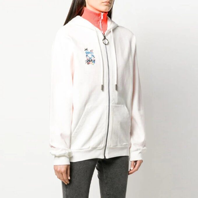 Sudadera con capucha y cremallera Off-White, manga larga, versión Ordinary, blanco cremoso