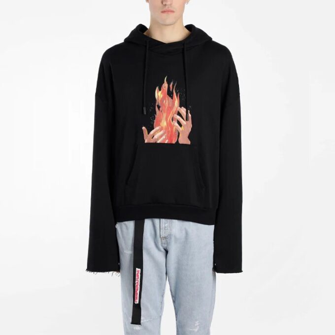 Sudadera con capucha y cremallera trasera Diag Fire