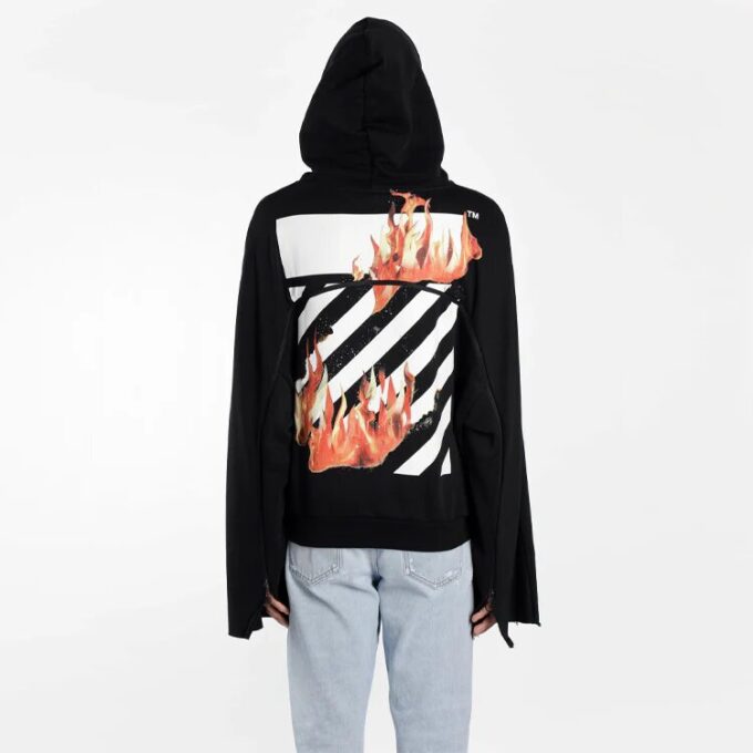 Sudadera con capucha y cremallera trasera Diag Fire