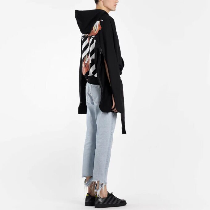 Sudadera con capucha y cremallera trasera Diag Fire