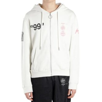 Sudadera con capucha y cremallera Virgil Abloh para hombre, color blanco