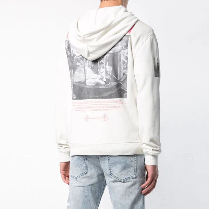 Sudadera con capucha y cremallera Virgil Abloh para hombre, color blanco
