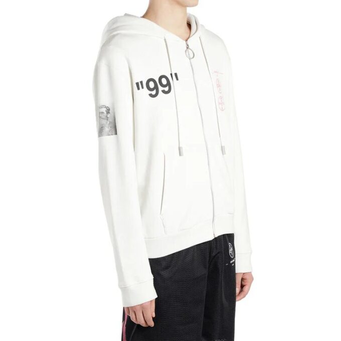 Sudadera con capucha y cremallera Virgil Abloh para hombre, color blanco
