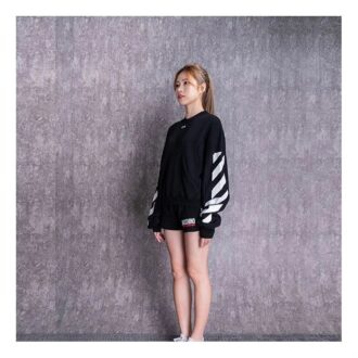 Sudadera con capucha y cuello redondo Off-White Casual Colorblock Logo, color negro