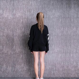 Sudadera con capucha y cuello redondo Off-White Casual Colorblock Logo, color negro