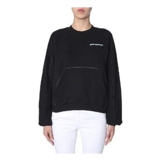 Sudadera con capucha y cuello redondo Off-White con logo en negro