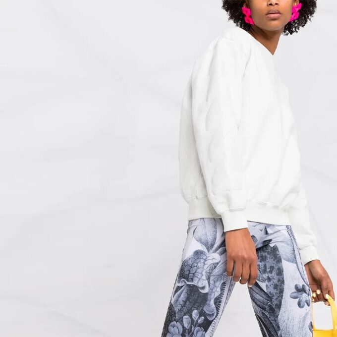 Sudadera con capucha y cuello redondo Off-White SS21 con estampado del logotipo Arrow, versión blanca