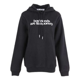 Sudadera con capucha y eslogan en letras blancas, color negro