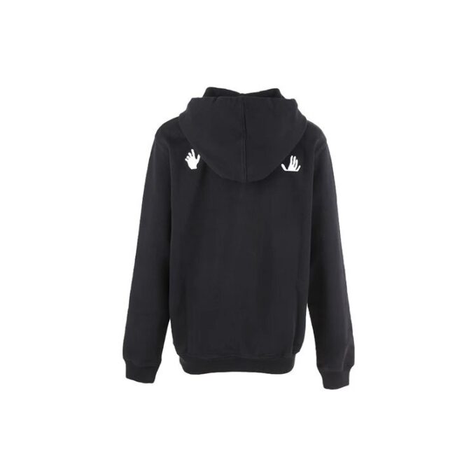 Sudadera con capucha y eslogan en letras blancas, color negro