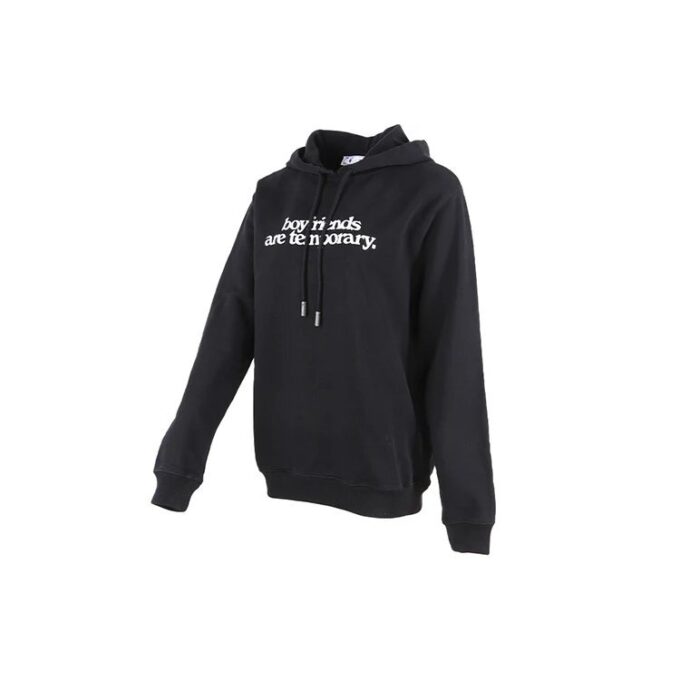 Sudadera con capucha y eslogan en letras blancas, color negro