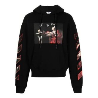 Sudadera con capucha y estampado Caravaggio SS21 «Negro Rojo»