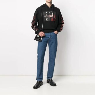 Sudadera con capucha y estampado Caravaggio SS21 «Negro Rojo»
