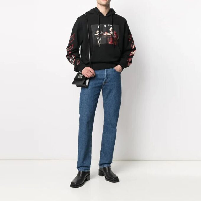 Sudadera con capucha y estampado Caravaggio SS21 «Negro Rojo»