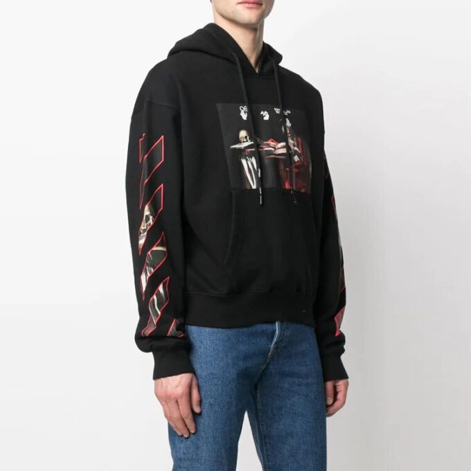 Sudadera con capucha y estampado Caravaggio SS21 «Negro Rojo»