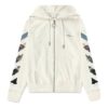 Sudadera con capucha y estampado, con cremallera, para hombre, blanca