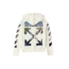 Sudadera con capucha y estampado, con cremallera, para hombre, blanca