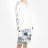 Sudadera con capucha y estampado, con cremallera, para hombre, blanca
