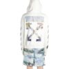 Sudadera con capucha y estampado, con cremallera, para hombre, blanca