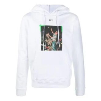 Sudadera con capucha y estampado de flechas para hombre, color blanco