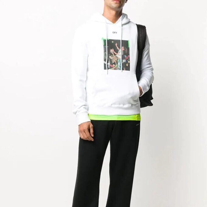 Sudadera con capucha y estampado de flechas para hombre, color blanco
