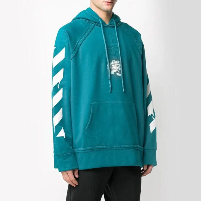 Sudadera con capucha y estampado de flechas y gotas de agua para hombre, azul océano