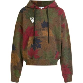 Sudadera con capucha y estampado de hojas