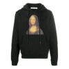 Sudadera con capucha y estampado de la Mona Lisa para hombre, color negro