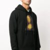 Sudadera con capucha y estampado de la Mona Lisa para hombre, color negro