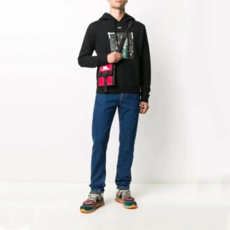 Sudadera con capucha y estampado de Pascal para hombre, color negro