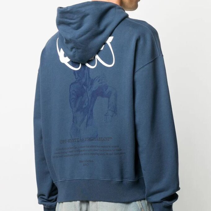 Sudadera con capucha y logotipo bordado para hombre, azul
