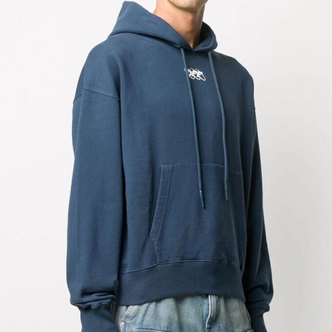 Sudadera con capucha y logotipo bordado para hombre, azul
