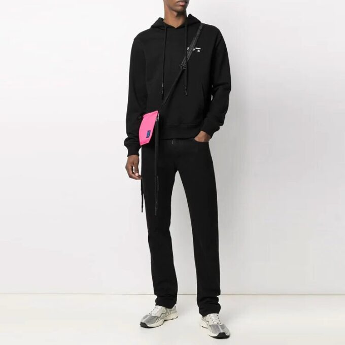 Sudadera con cordón y logo Off-White para hombre, temporada FW21, corte holgado, color negro