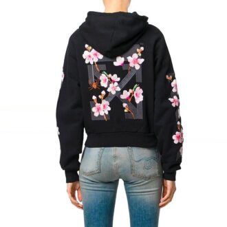 Sudadera con cremallera y bordado floral Off-White Cherry Blossoms