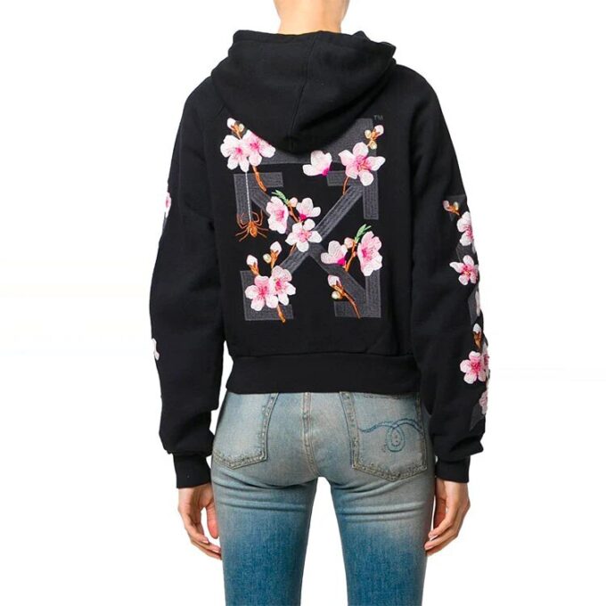 Sudadera con cremallera y bordado floral Off-White Cherry Blossoms