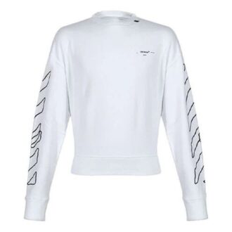 Sudadera con diseño abstracto de flechas, manga larga, color blanco