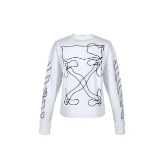 Sudadera con diseño abstracto de flechas, manga larga, color blanco