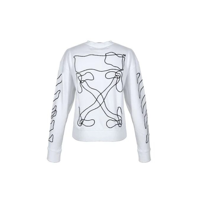 Sudadera con diseño abstracto de flechas, manga larga, color blanco