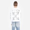 Sudadera con diseño abstracto de flechas, manga larga, color blanco