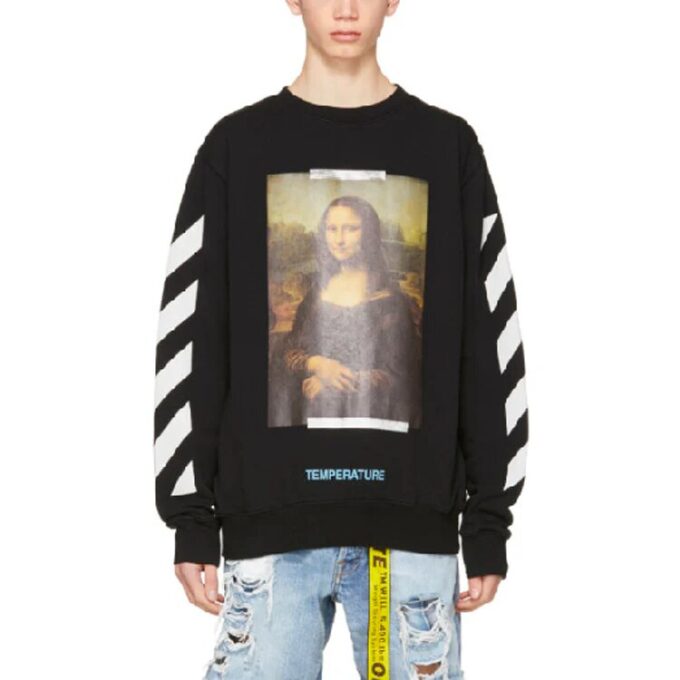 Sudadera con estampado diagonal Monalisa para hombre, color negro