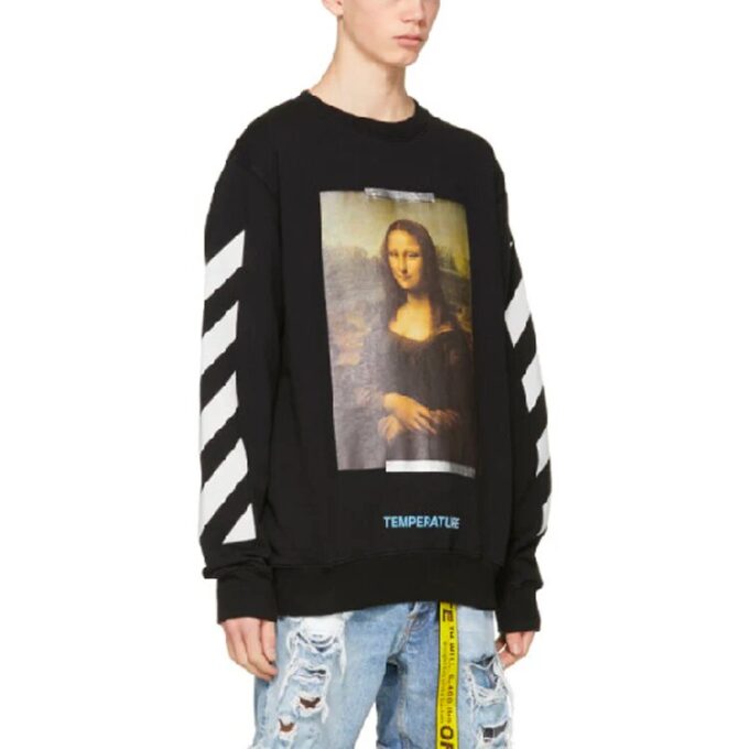 Sudadera con estampado diagonal Monalisa para hombre, color negro