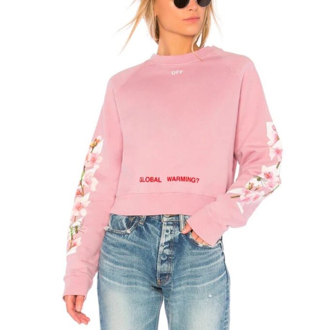 Sudadera corta de algodón Off-White C O Virgil Abloh FW Cherry Blossom