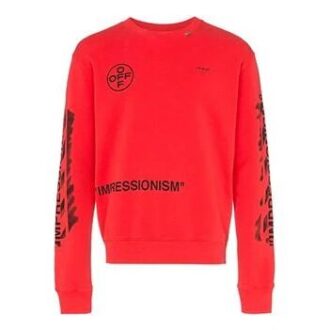 Sudadera de algodón con cuello redondo y logotipo para hombre SS19 «Impressionism» – Rojo