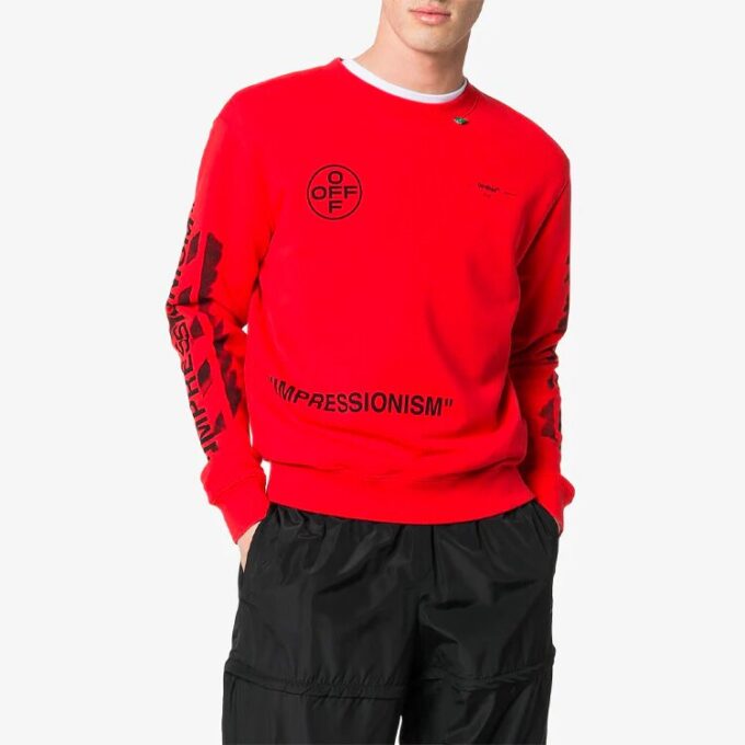 Sudadera de algodón con cuello redondo y logotipo para hombre SS19 «Impressionism» – Rojo