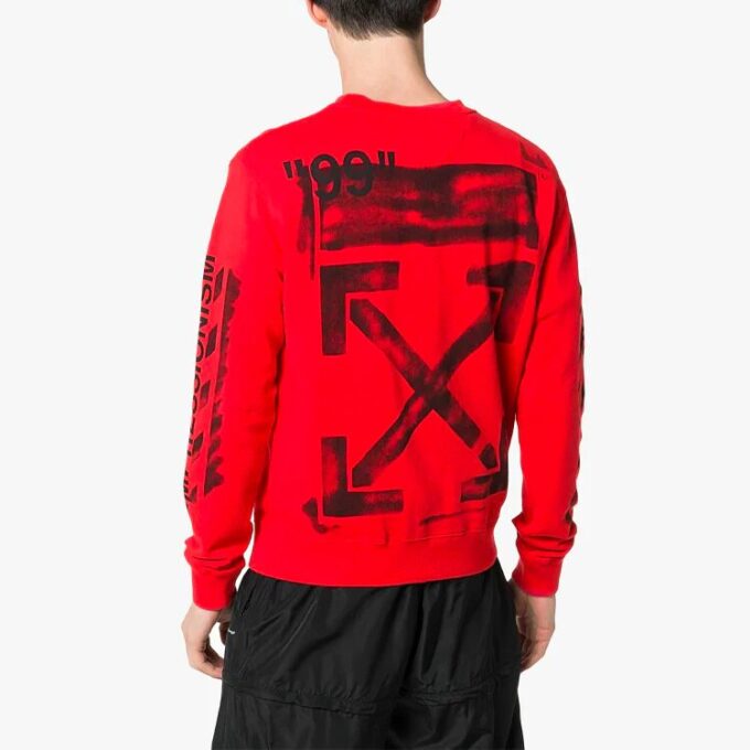 Sudadera de algodón con cuello redondo y logotipo para hombre SS19 «Impressionism» – Rojo
