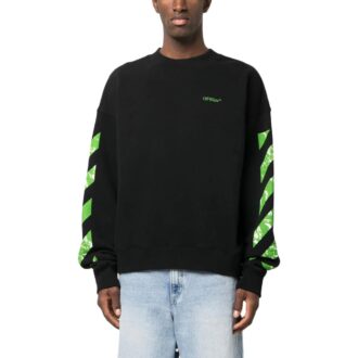 Sudadera de algodón con rayas diagonales «Negro»