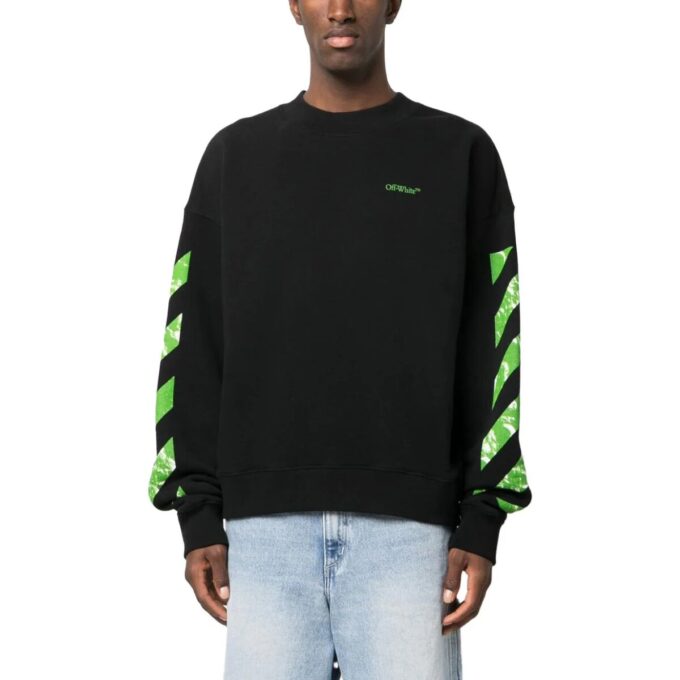 Sudadera de algodón con rayas diagonales «Negro»