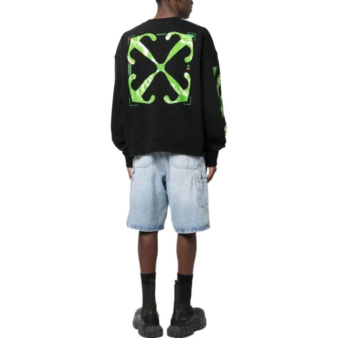 Sudadera de algodón con rayas diagonales «Negro»