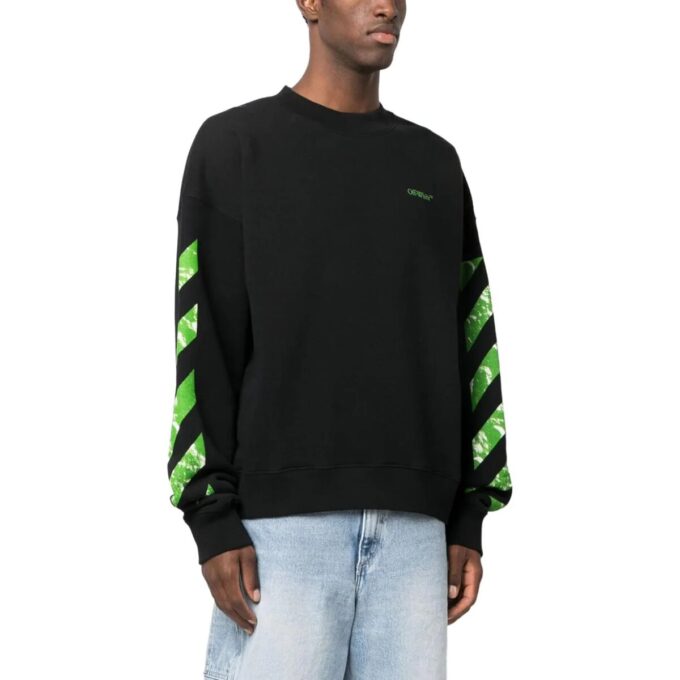 Sudadera de algodón con rayas diagonales «Negro»
