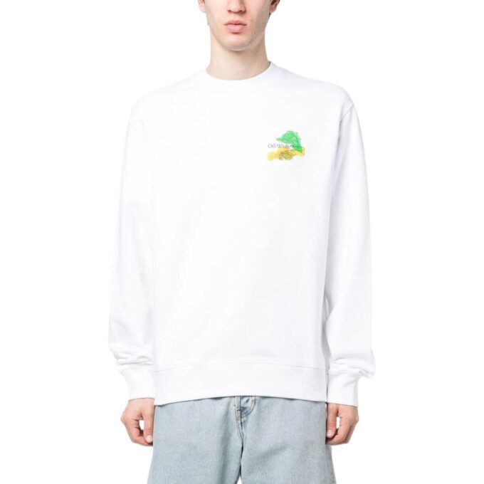 Sudadera de cuello redondo ajustada Brush Arrow «Blanco»