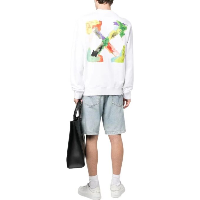 Sudadera de cuello redondo ajustada Brush Arrow «Blanco»